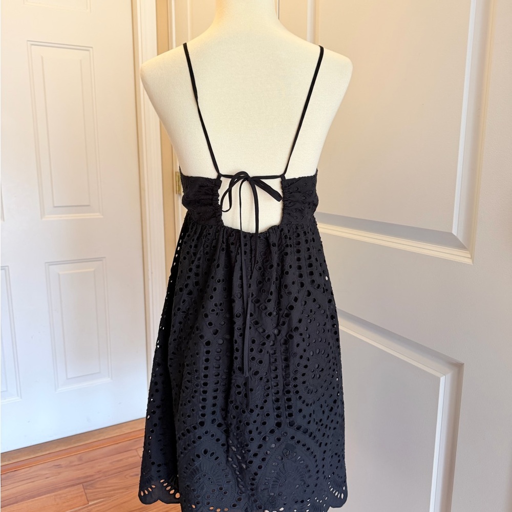 H&M Black Eyelet Spaghetti-Strap Mini Dress - Picture 7 of 8